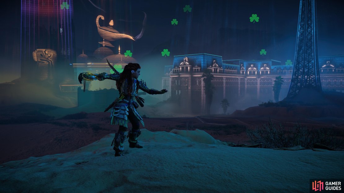 Aloy tests out her new Boomer’s Shredder Gauntlet.