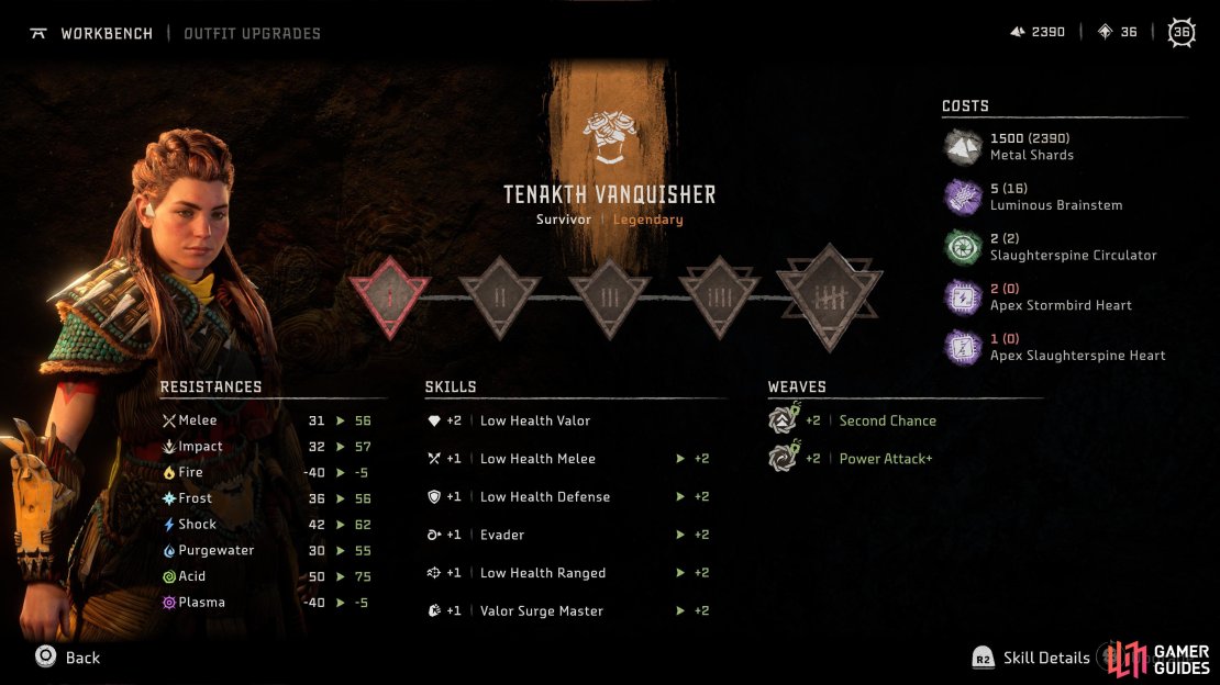 Fully upgraded Tenakth Vanquisher Stats.
