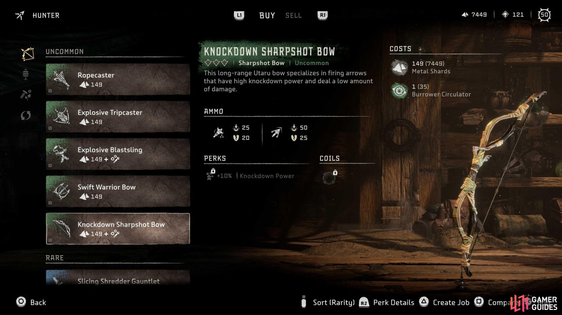 You can buy the Knockdown Sharpshot Bow from the Hunter at Barren Light.