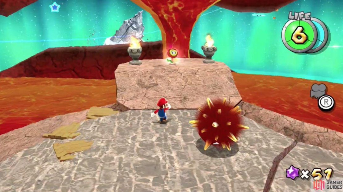 Getting the ? Coin will make the Fire Flower appear on this platform you passed earlier