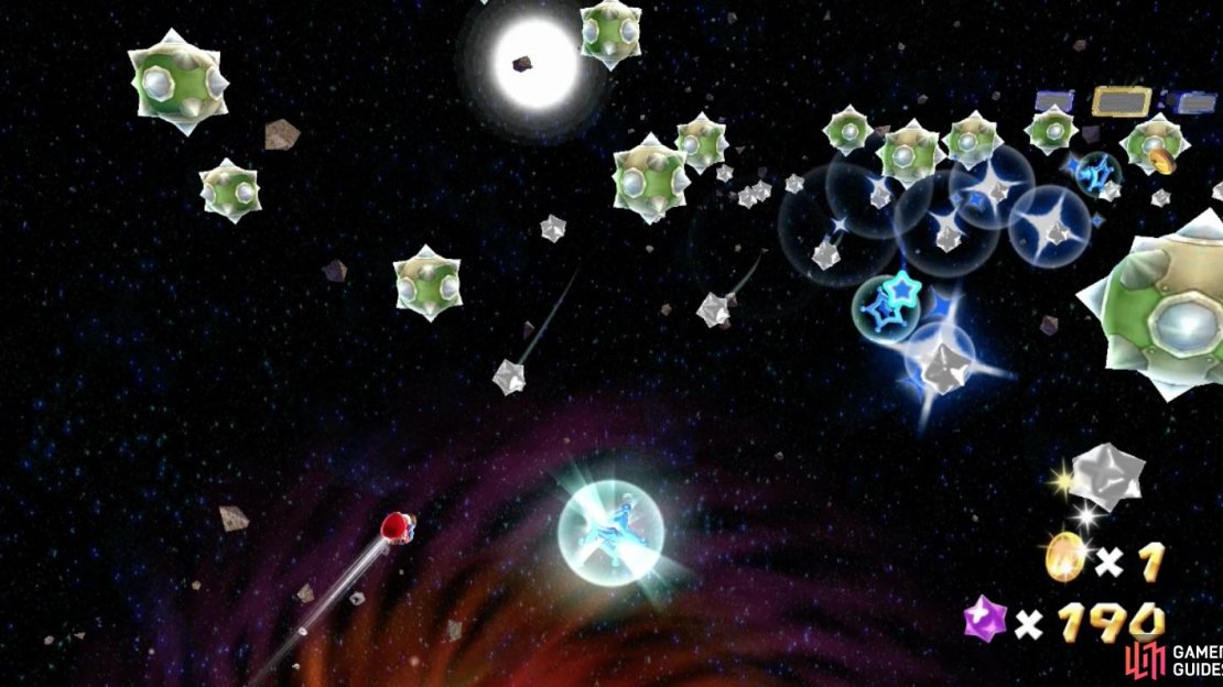 You can use Star Bits to destroy the Floating Mines.