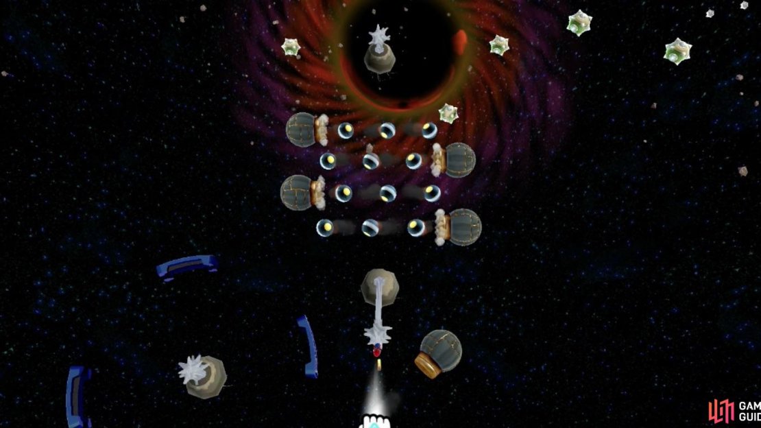 Wait for the first Cannonball to explode and you should see a big gap to fly through!