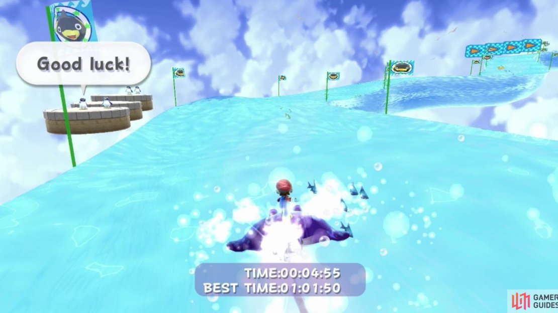 There are no enemies in this level. Instead you get supportive little penguins!