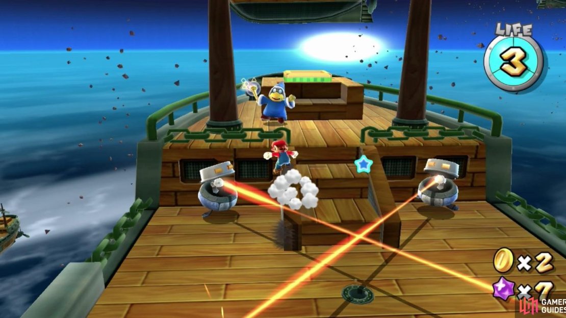 Each Airship has enemies to try and stop you from getting to the cannon.