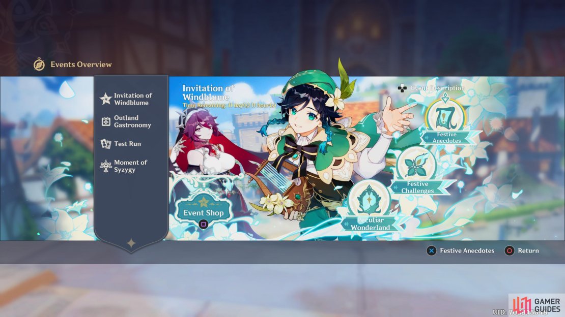 Invitation of Windblume Banner featuring Rosaria and Venti.