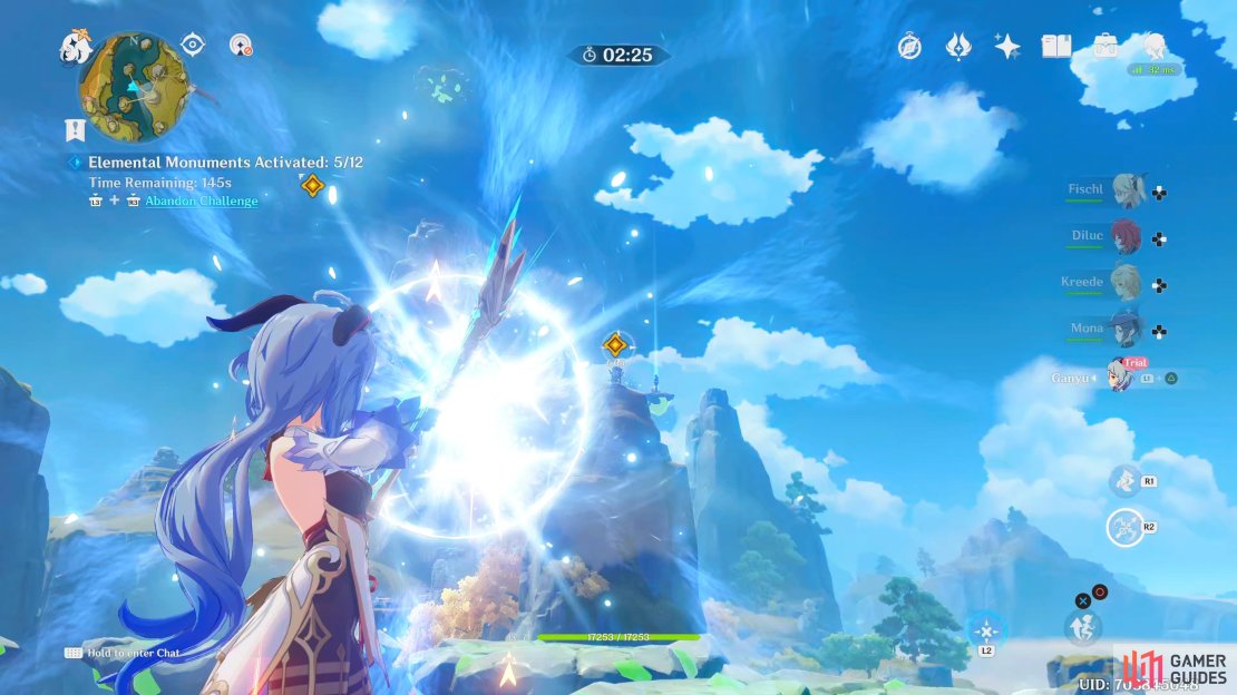 Shoot just above the totem to hit it
