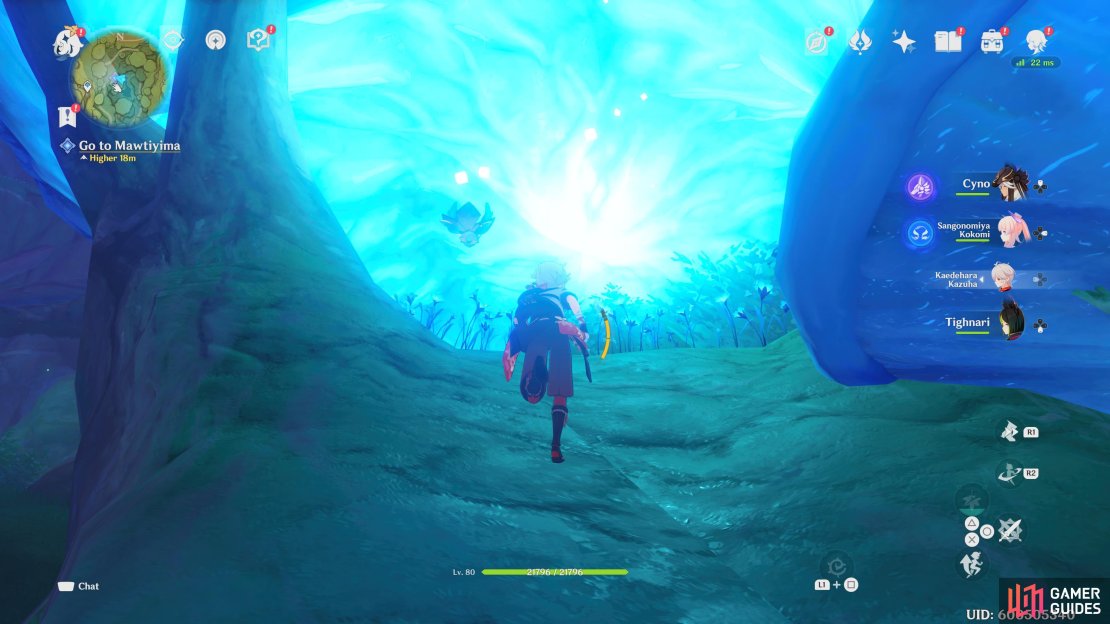 Progressing into the cave.