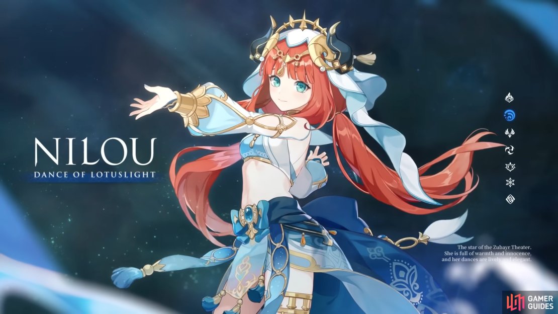 Nilou&rsquo;s official character card.
