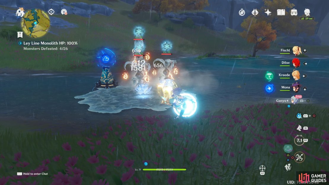 Using Ganyu’s Trial of the Qilin Elemental Skill will help with Xaio’s trial.