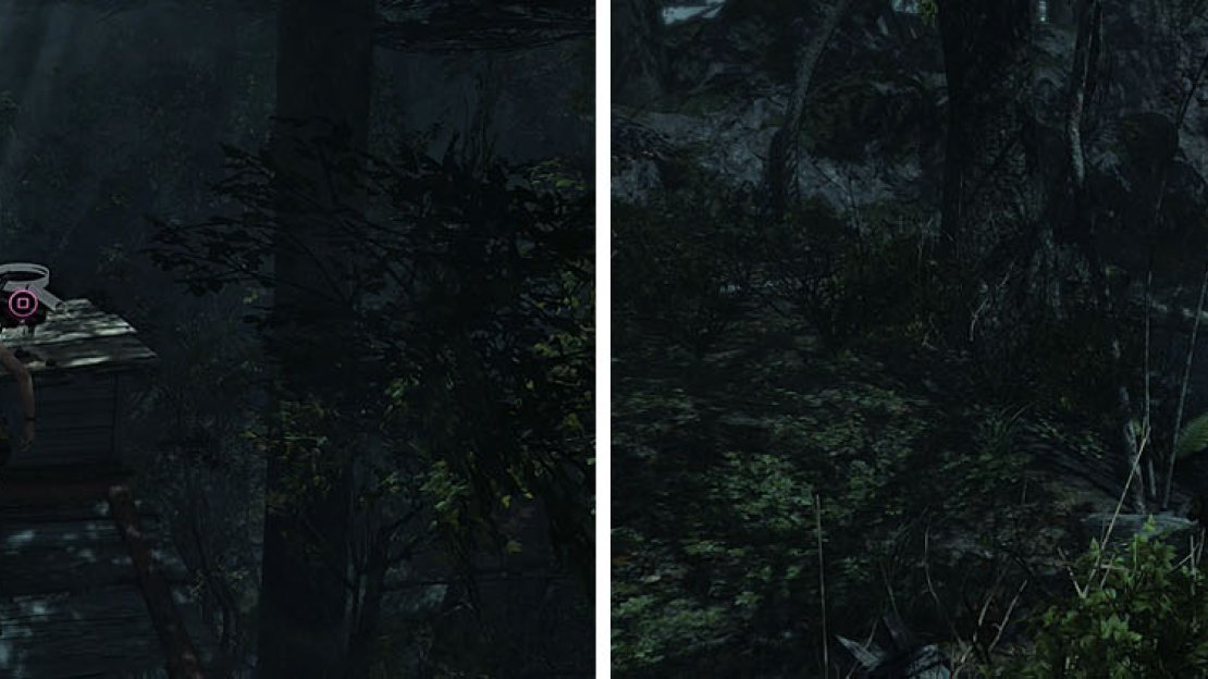 After grabbing the Treasure Map (left), take the zipline to collect a bunch of salvage in the area below (right).