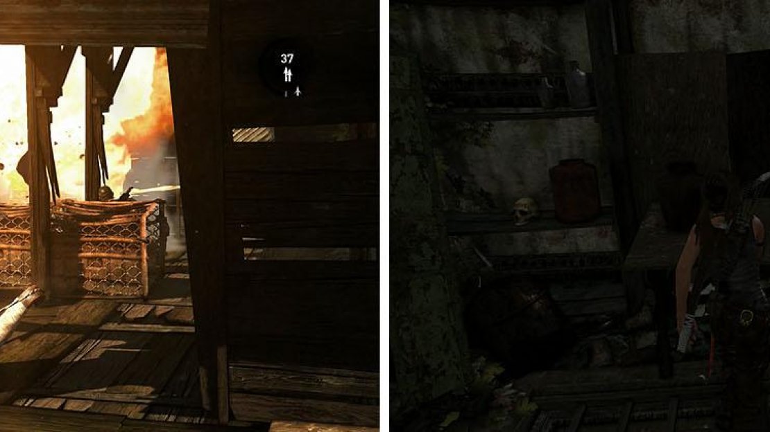 Defeat the enemies up the steps and then search the upper floors of the building.