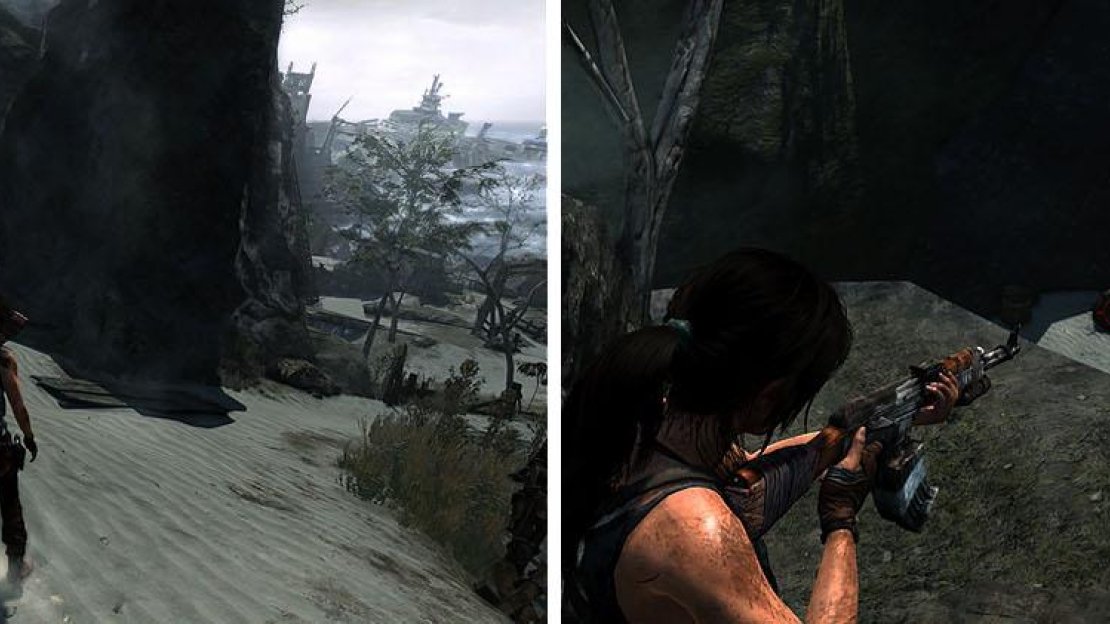 At the split, take the walkway around a rock formation to reach a Cairn (left) and then turn around to spot a Mine (right).