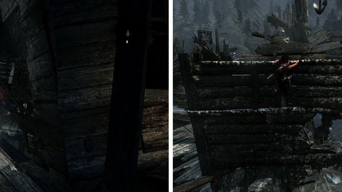 Dispatch the two men inside the ship and then shimmy up to the deck.