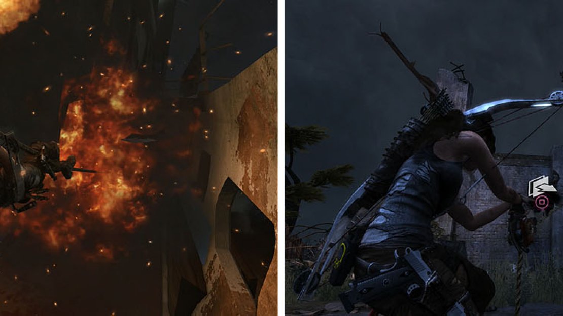 Escape the Endurance as it sinks (left) and return to the bunker to use the rope ascender (right).