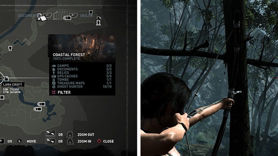 Totem 1 - Hanging from the tree where you gained the bow.