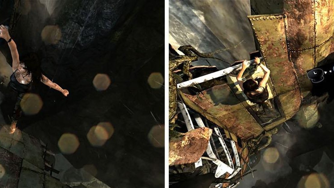 When Lara makes difficult jumps she may lose her grip, so prepare to reattach.