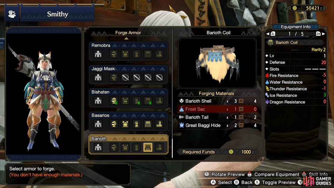Two pieces of the Barioth Armor requires Barioth Claws to craft.