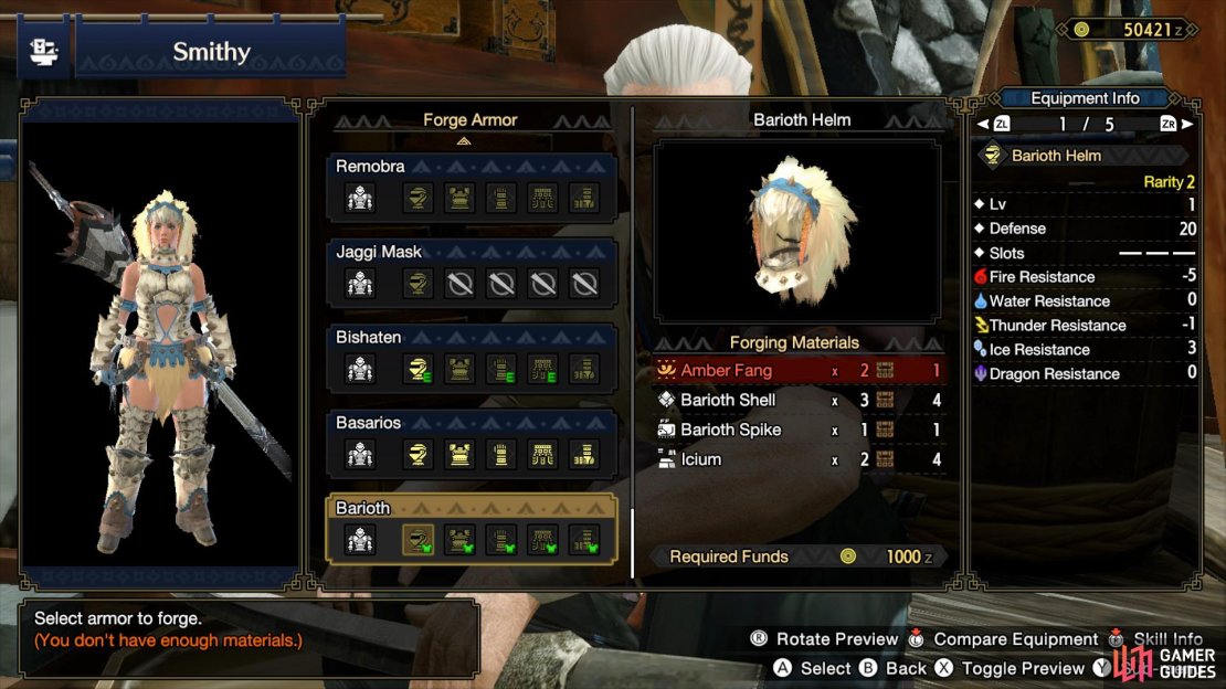 Three pieces of the Barioth Set require Barioth Shells to craft.