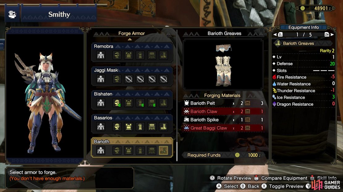 Three pieces of the Barioth Armor set requires Barioth Spikes to craft.