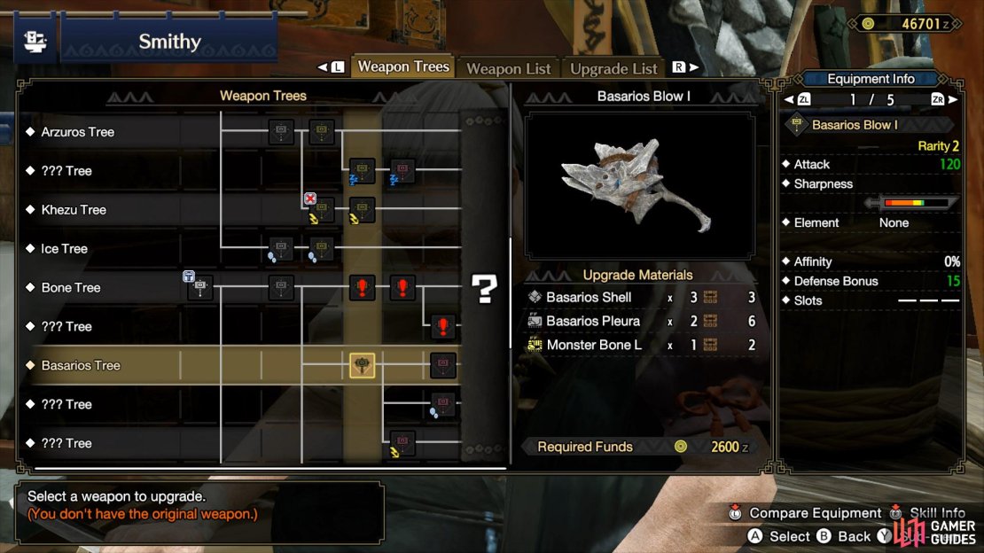 The Basarious Blow I is a weapon that requires Basarious Pleura to craft.