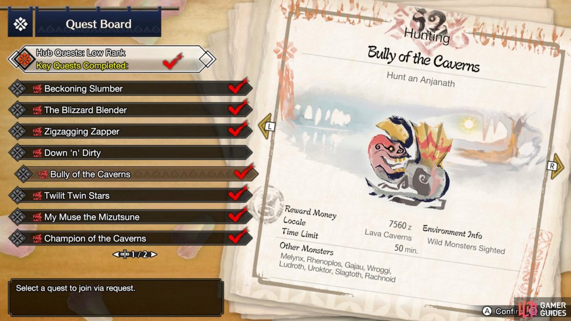 The Bully of the Caverns Quest becomes available when you reach 3* Hub Quests.
