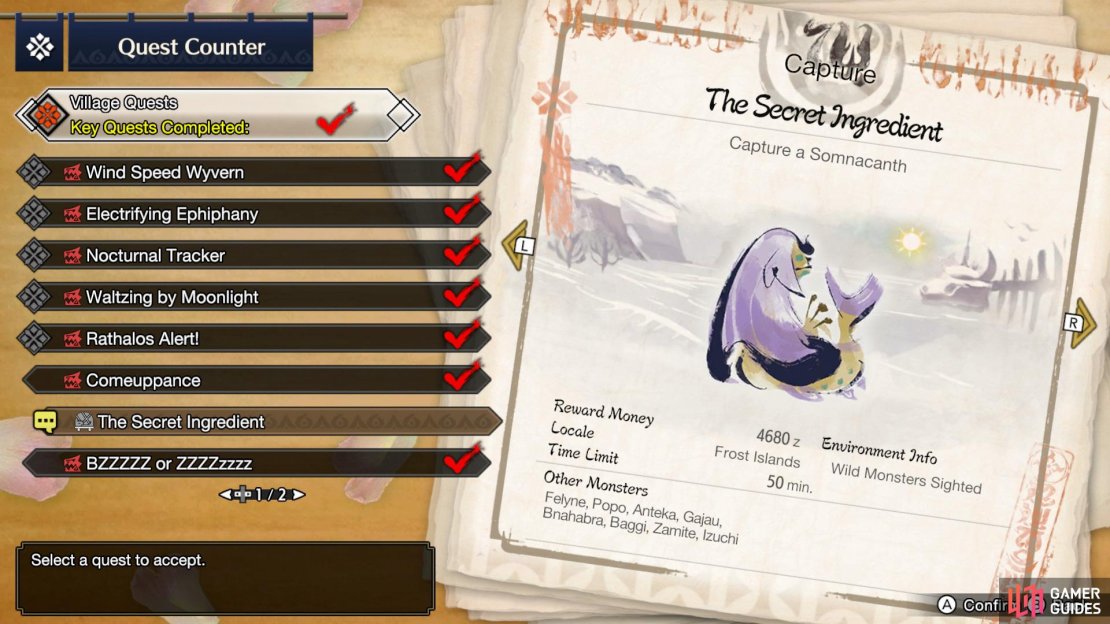 The Secret Ingredient Quest becomes available when you reach 5* Village Quests.