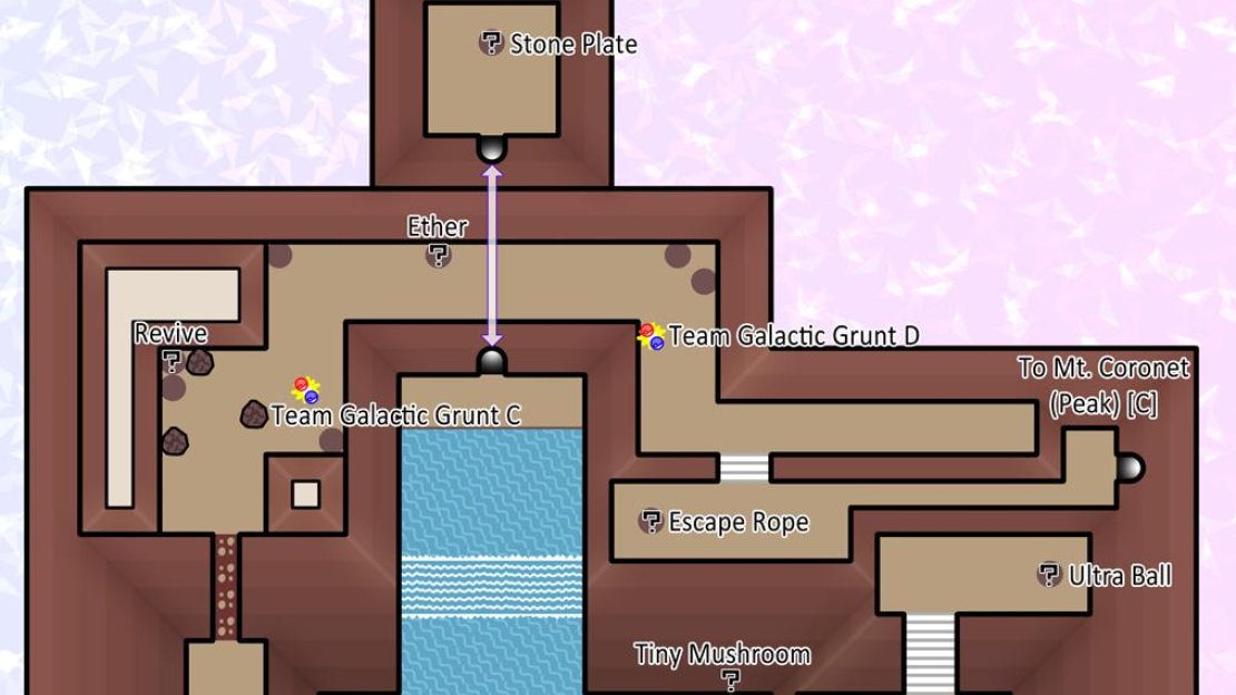 Map of Mt. Coronet’s Waterfall Cave.