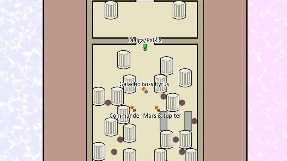 Map of the Spear Pillar. Note that the layout is mirrored in Shining Pearl.