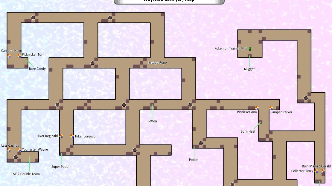 Map of Wayward Cave (1F).