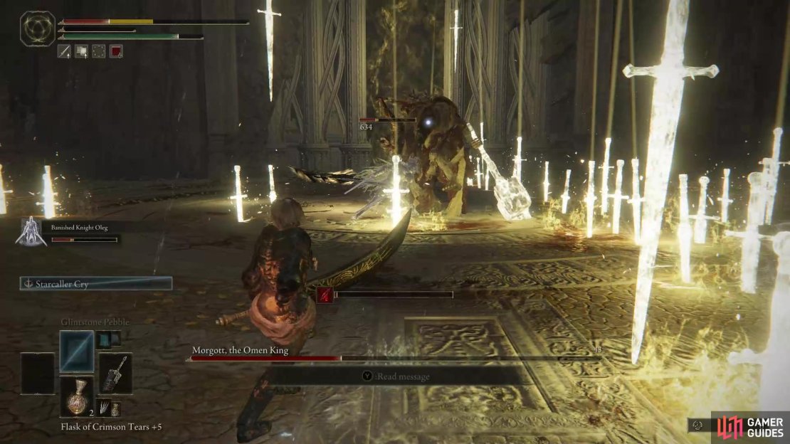 During the second phase, you’ll be required to dodge fiery pool and daggers raining from the sky!