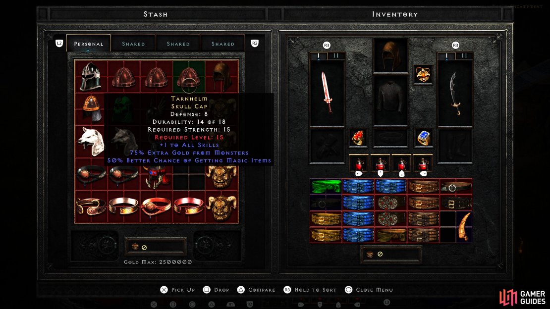 A Tarnhelm with max 50% Magic Find.