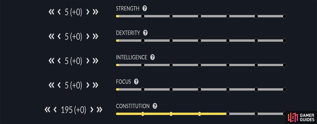 Attribute choices for this build.