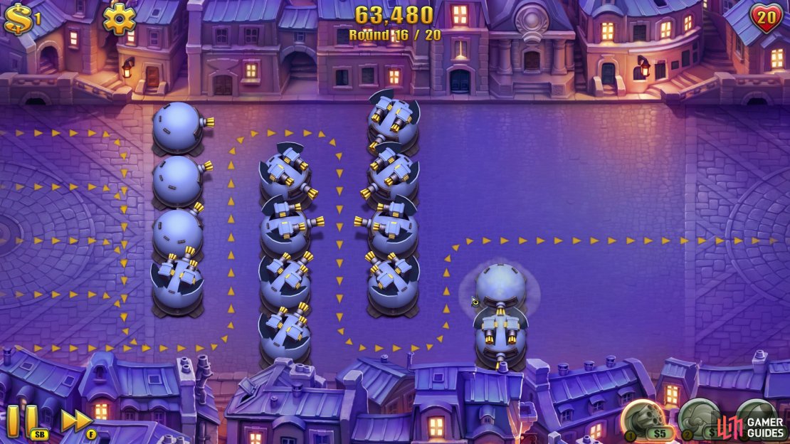 Work your way up to four rows of Gatling Towers and when you do; it’s simply a case of upgrading them all for an easy three stars!