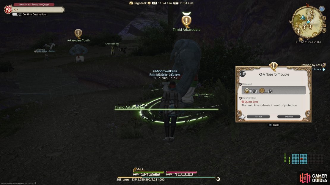 Speak with the Timid Arkasodara to begin this quest.