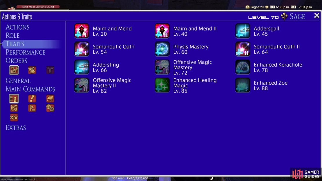 Sage gets their first trait at level 20.