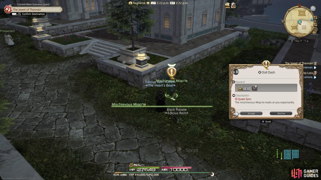 Speak with the Mischievous Miqo’te to begin this Sidequest.