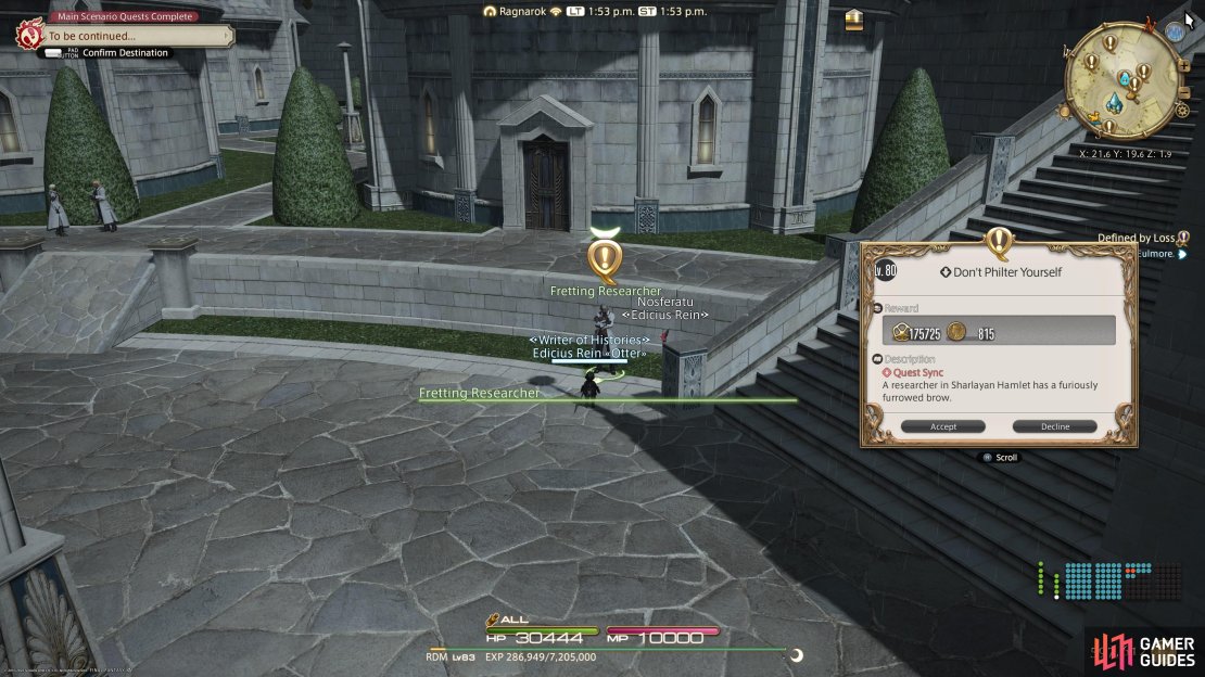 Speak with the Fretting Researcher to begin this quest.