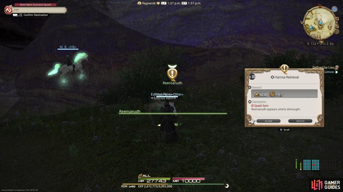 Speak with Reensarudh to begin this quest.