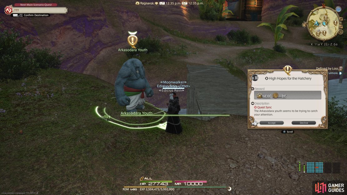 Speak with Arkasodara Youth to begin this quest.