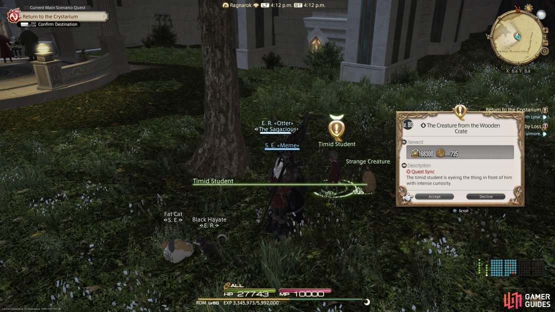 Speak with the Timid Student to begin this quest.