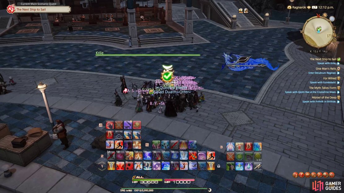 Krile meets the Scions after their journey.