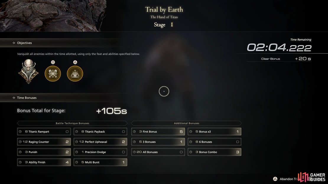 Stage 1 has Titan’s Raging Fists and Upheaval abilities.