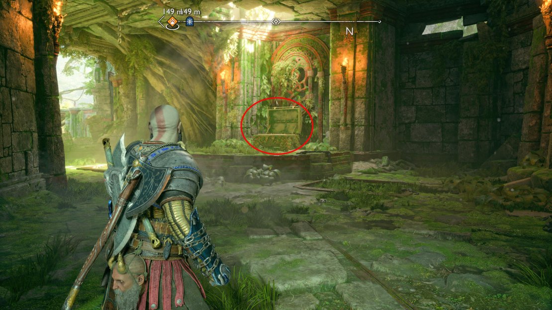 The Jewel of Yggdrasil will be in the Legendary Chest in the building to the left of the dock. To open the door, head to the right of the building and look through the window.