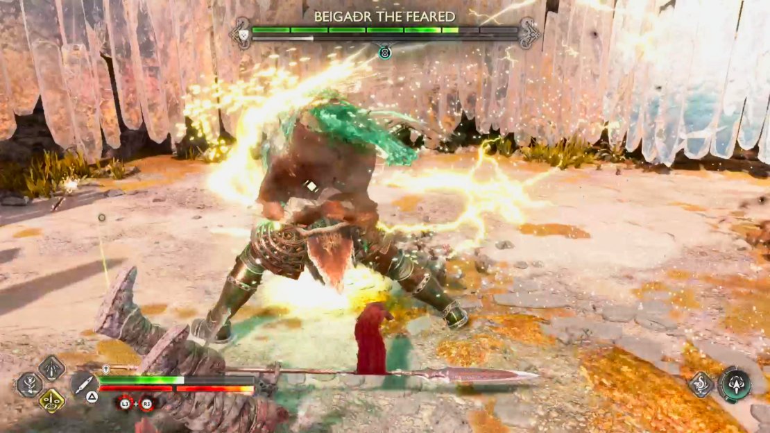 Beigadr will teleport to you, and attempt to punch you in the face with this two-hit combo.