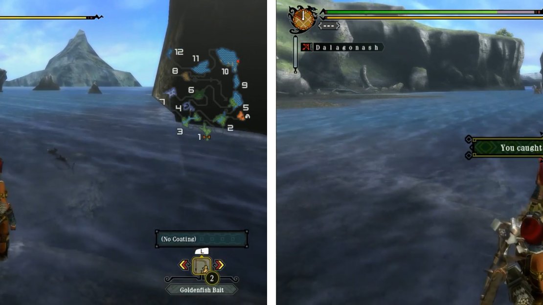 Wait for the bob to submerge, then hit A!