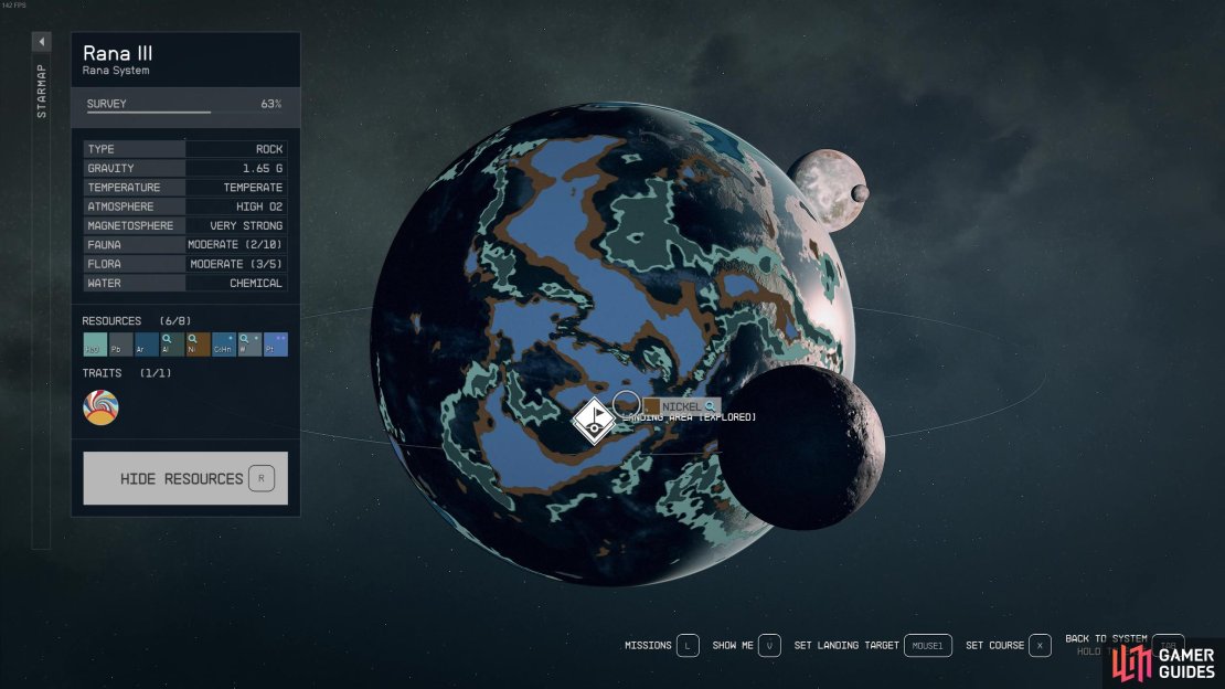 Scan a planet that has Nickel listed under resources and you&rsquo;ll be able to then pinpoint where to find the resource (it&rsquo;s the brown areas!).