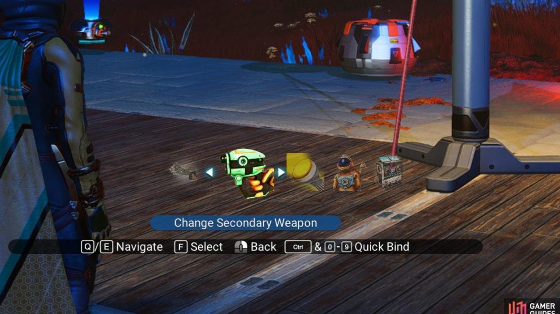 Here you can change your secondary weapon or even your multi-tool