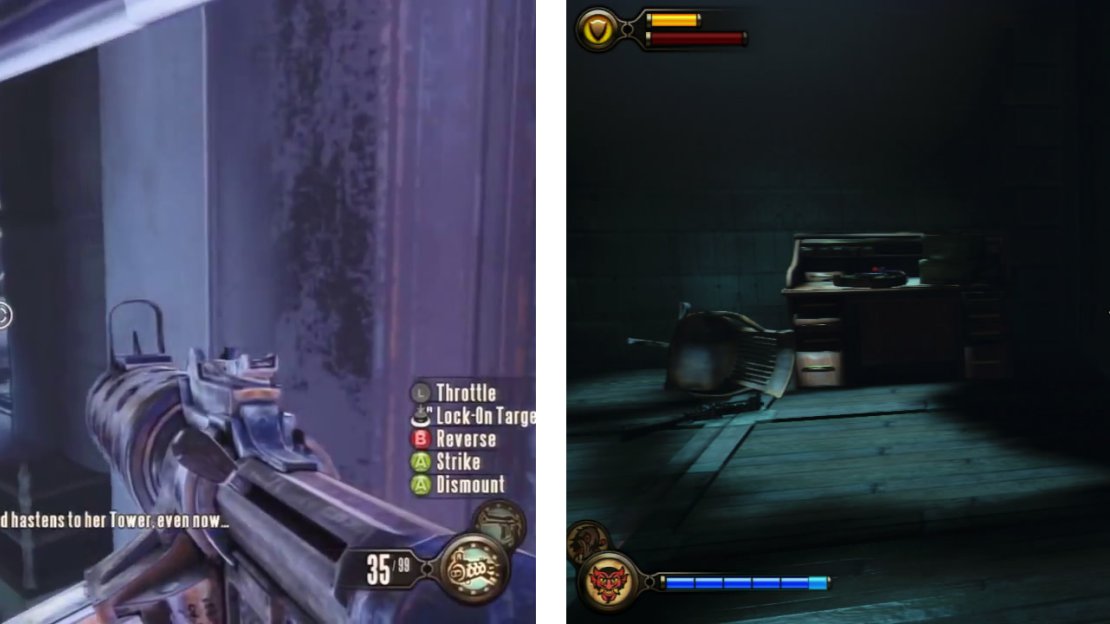 When you reach the blockage on the skyline, check the room to the right for a Voxophone (right).