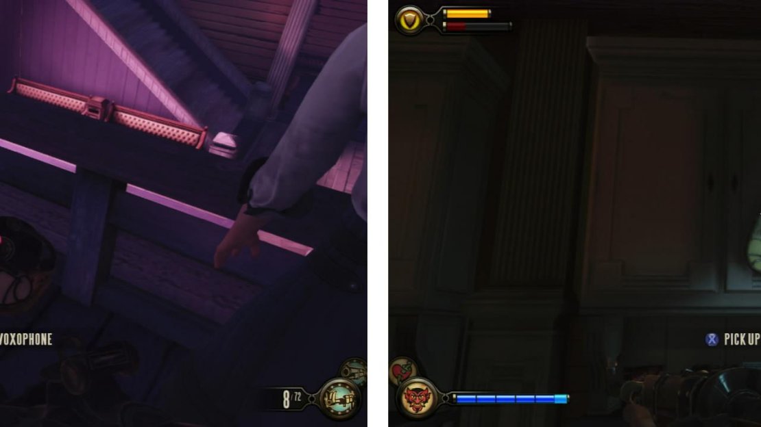 There is a Voxophone on the top floor of the Ticket building (left) and another in the Fellow Traveller building (right).