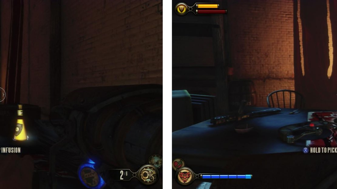 Within the secret room you’ll find an Infusion Upgrade (left) and a Voxophone (right).
